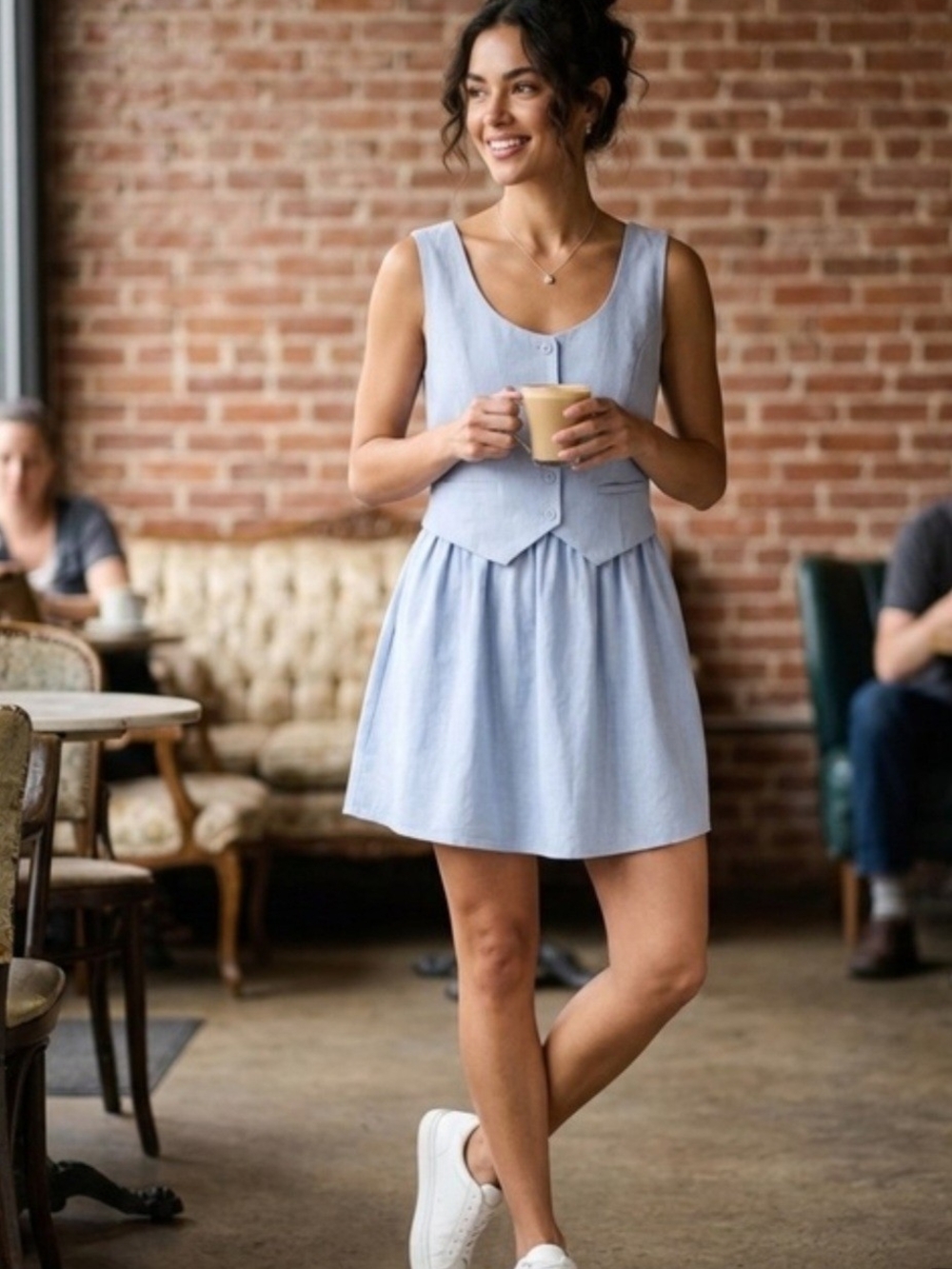 Paper Heart Light Blue Sleeveless A-Line Skirt Dress